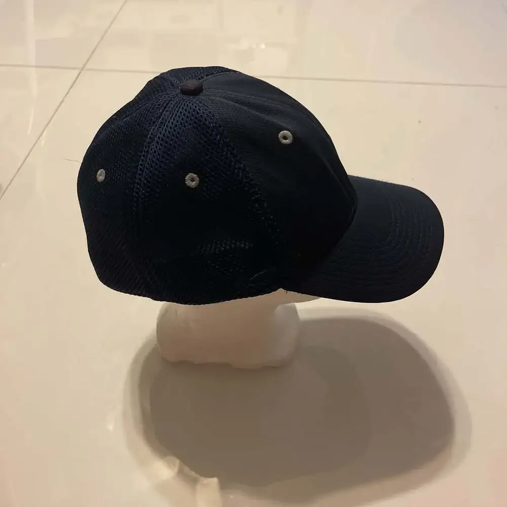 One Size Navy Blue Fishing Hook Patch Mesh Back Baseball Cap